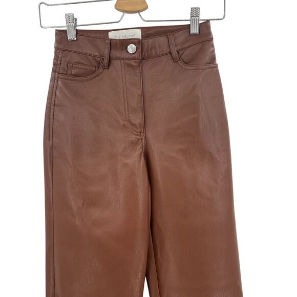 Aritzia Wilfred The Melina Pants Cropped Vegan Leather Cognac Brown Size 00 - Picture 3 of 13
